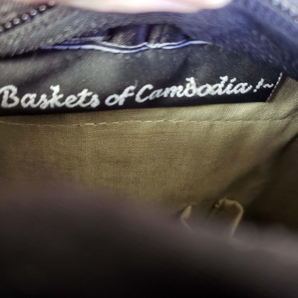 Baskets Of Cambodia Women's Reed Hard Bottom Zip Close Tote Purse Shoulder Bag - Picture 12 of 13